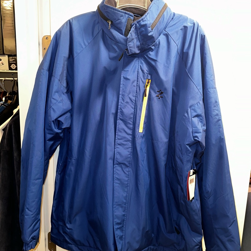Izod Blue Performance Jacket with High Collar and Water-Resistant Finish